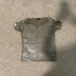 INC International Concepts Metallic Gray Top